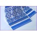 Рушники печатные рельефные с синим орнаментом тисненой обрезкой